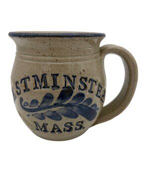 1995 Studio Pottery Westminster Massachusetts Stoneware Mug Blue Decor Handmade